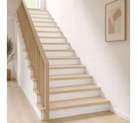 Yisssmeng Marche d'Escalier Chêne Massif 120x25x2 cm Blanc 4 Pièces | Habillage moderne pour escalier intérieur en chêne massif avec finition polyuréthane brillante et pose adhésive.