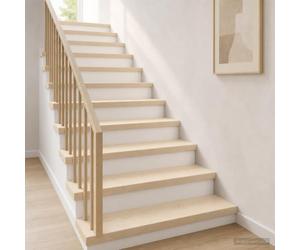 Yisssmeng Marche d'Escalier Chêne Massif Blanc 80x30x2 cm Lot de 4 | Habillage d'escalier intérieur en bois de chêne avec finition PU brillante et espace d'affichage déco pour salon.