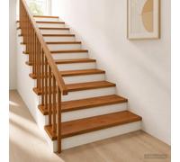 Yisssmeng Marche d'Escalier en Chêne Massif 110x30x2 cm Lot de 4 Marron | Habillage de marche d'escalier intérieur en bois de chêne avec finition PU brillante pour sublimer votre séjour et couloir.
