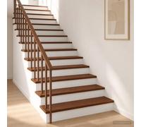 Yisssmeng Marche d'Escalier en Chêne Massif 70x25x2 cm 4 Pièces Marron | Habillage de marche en bois naturel marron foncé avec couche PU protectrice pour rénovation d'escalier intérieur.
