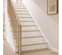 Yisssmeng Marche escalier en chêne massif blanc 70x30x2 cm lot de 4 | Habillage élégant pour escalier intérieur et espace d'exposition déco dans le salon avec finition vernie protectrice.