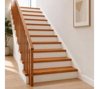 Yisssmeng Marchepied Escalier Chêne Massif 120x25x2 cm Marron 4 Pièces | Planche en bois naturel pour habillage d'escalier intérieur dans le salon ou l'entrée. Finition PU durable et esthétique.