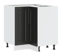 Yisssmeng Meuble de cuisine d'angle Porto - 75,5 x 75,5 x 81,5 cm - Meuble d'angle pour cuisine en bois - Armoire de rangement avec portes - Noir - Pieds réglables - Cuisine modulaire