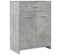 Yisssmeng Meuble de salle de bain gris béton - Armoire de salle de bain avec 1 tiroir et 2 portes - Meuble bas compact en bois - 60 x 33 x 80 cm - Support mural de sécurité inclus