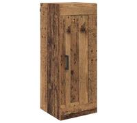 Yisssmeng Meuble Mural 1 Porte Rangement Bois d'Ingénierie 34,5x34x90cm | Rangement suspendu vertical avec 3 étagères ouvertes et 1 placard pour salon, chambre ou couloir. Finition bois ancien.