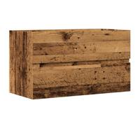 Yisssmeng Meuble sous lavabo aspect bois vieilli, armoire de salle de bain à montage mural, armoire suspendue avec beaucoup d'espace de rangement, meuble de salle de bain en bois 90 x 38,5 x 45 cm