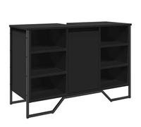 Yisssmeng Meuble sous lavabo noir 91 x 35 x 60 cm - Meuble de salle de bain moderne en bois - Meuble bas pour salle de bain avec beaucoup d'espace de rangement et découpe pour siphon