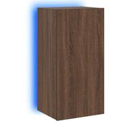 Yisssmeng Meuble TV bas avec LED RVB - 40,5 x 35 x 80 cm - Bois marron - Montage mural - Buffet pour salon, chambre à coucher, couloir