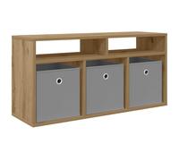 Yisssmeng Meuble TV bas en chêne Artisan avec 3 tiroirs et 2 étagères, buffet pour salon, meuble de salon aspect bois moderne, 87 x 27,5 x 43 cm
