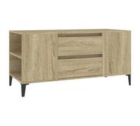 Yisssmeng Meuble TV Chêne Sonoma 102x44,5x50 cm en Bois d'Ingénierie | Banc TV industriel pour le salon avec 4 niches et 2 tiroirs de rangement, idéal pour décodeur et console.