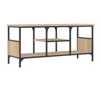 Yisssmeng Meuble TV Industriel 100x35x45 cm Bois d'ingénierie et Fer | Buffet bas élégant pour votre salon avec étagères de rangement ouvertes et structure métallique robuste.