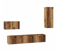 Yisssmeng Meuble TV Mural 4 Pcs en Bois d'Ingénierie Coloris Bois Ancien | Optimisez votre salon avec cet ensemble mural modulable offrant un grand espace de rangement moderne et épuré.