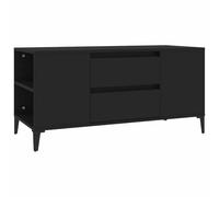 Yisssmeng Meuble TV Noir 102x44,5x50 cm en Bois d'Ingénierie | Banc TV de salon avec 4 niches ouvertes et 2 tiroirs de rangement pour décodeur et console de jeux.