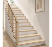Yisssmeng Nez de Marche Escalier Bois Chêne Massif Blanc 90x25x2 cm 4 PCS | Marchepieds élégants en bois naturel pour rénover vos marches d'escalier dans le salon ou l'entrée avec adhésif.