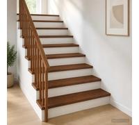 Yisssmeng Nez de Marche Escalier Chêne Massif 90x25x2 cm Marron 4 Pièces | Habillage élégant pour marches d intérieur en bois foncé avec finition polyuréthane protectrice pour maison et hall.