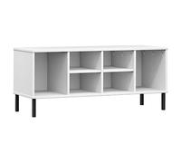 Yisssmeng Oslo Armoire à chaussures en pin massif Blanc 106 x 35 x 45 cm Étagère à chaussures avec 6 compartiments et pieds en métal stables, commode de couloir polyvalente ou meuble TV bas pour plus