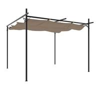 Yisssmeng Pergola avec toit coulissant, auvent de terrasse en acier et aluminium, pergola en métal pour jardin et terrasse, distributeur d'ombre flexible, taupe, 295 x 292 x 230 cm