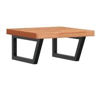 Yisssmeng Plateau de lavabo 50 x 50 cm, montage mural, étagère de lavabo en bois de hêtre massif et support en acier noir, console flottante pour lavabo à poser et accessoires, forme trapèze