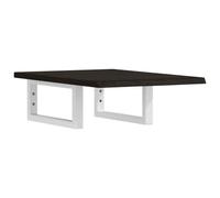 Yisssmeng Plateau de lavabo 60 x 40 cm avec support blanc - Console de lavabo en bois massif de chêne marron foncé - Étagère flottante pour salle de bain - Montage mural - Charge maximale : 100 kg