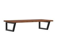 Yisssmeng Plateau de lavabo en chêne massif - 100 x 50 cm - Marron foncé - Plateau de lavabo flottant avec support en acier noir - Meuble de salle de bain moderne pour lavabo à poser - Charge maximale