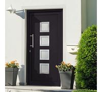 Yisssmeng Porte d'entrée - 108 x 208 cm - Anthracite - Blanc - Porte d'entrée latérale gauche