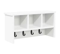 Yisssmeng Porte-Manteau Mural Blanc 50x16x26 cm en Bois d'Ingénierie | Étagère murale d'entrée avec crochets pour clés, sacs et chapeaux. Optimise l'espace du couloir ou du bureau.