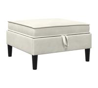 Yisssmeng Pouf avec Rangement 70x70x40 cm Velours Crème Coffre Salon | Ce repose-pieds en mousse offre un espace coffre pratique pour salon ou chambre, alliant confort et assise stable.