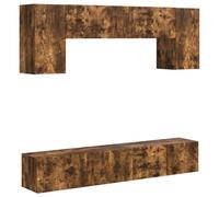 Yisssmeng Set de 4 Meubles TV Muraux Chêne Fumé en Bois d'Ingénierie | Rangement suspendu moderne pour salon avec 6 portes et compartiments modulables pour vos appareils multimédias.