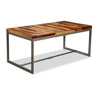 Yisssmeng Table à manger en bois massif d'acacia 180 x 90 cm - Grande table en bois au design industriel avec structure en acier noir pour cuisine et salle à manger - Pièce unique faite à la main avec