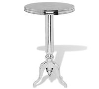Yisssmeng Table Auxiliaire Ronde Aluminium Argenté pour Salon, 39x76 cm | Ce meuble d'appoint élégant sublime votre salon ou chambre, idéal comme bout de canapé ou support de décoration.