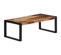 Yisssmeng Table basse 110 x 60 x 40 cm en bois d'acacia massif avec cadre en acier robuste au design industriel, grande table en bois pour salon et bureau unique en bois naturel