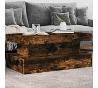 Yisssmeng Table basse avec éclairage LED 90 x 50 x 40 cm Chêne fumé Meuble de salon moderne pour petits espaces et coin canapé