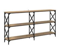 Yisssmeng Table Console Entrée 3 Étagères Chêne Artisanal 156x28x80,5 cm | Meuble console étroit avec 3 plateaux de rangement et pieds ajustables pour optimiser l'espace du couloir ou du salon.