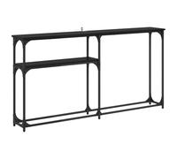 Yisssmeng Table Console Industrielle 145x22.5x75 cm Chêne Noir | Meuble d'entrée étroit avec étagère de rangement et structure en acier robuste, idéal pour salon et couloir étroit.