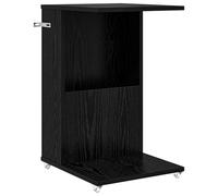 Yisssmeng Table d'appoint à roulettes chêne Noir 40 x 35 x 60 cm | Table mobile multifonctionnelle pour le salon ou la chambre, dotée d'une finition esthétique à l'arrière.