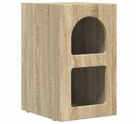 Yisssmeng Table de Chevet 2 Étagères 29,5x33,5x50 cm Chêne Sonoma | Meuble d'appoint compact pour chambre à coucher, doté de deux niveaux de rangement ouverts et d'une structure robuste.