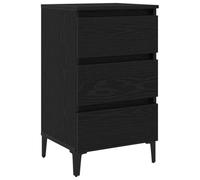 Yisssmeng Table de Chevet 3 Tiroirs Bois 40x35x69 cm Chêne Noir | Meuble d'appoint compact pour la chambre, doté d'une structure stable avec rangement pratique au style rustique moderne.