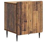 Yisssmeng Table de Chevet Bois d'Ingénierie Bois Ancien 43x34,5x52 cm | Meuble d'appoint style vintage pour chambre, doté d'une porte pivotante 90° et pieds en métal noir stables.