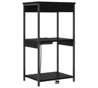 Yisssmeng Table de Chevet Chêne Noir 41x31x76 cm avec Station de Charge | Meuble d'appoint rectangulaire pour chambre à coucher, doté d'étagères pratiques et d'une structure solide en acier.