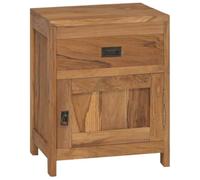 Yisssmeng Table de Chevet en Teck Massif Meuble d'Appoint 40x30x50 cm | Style colonial chaleureux pour votre chambre à coucher, doté d'un tiroir et d'une armoire de rangement compacte.