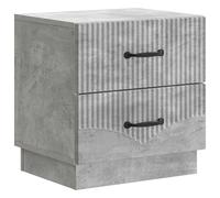 Yisssmeng Table de chevet gris béton 43 x 34,5 x 44,5 cm - Console de chevet moderne en bois avec 2 tiroirs pour chambre à coucher - Table de chevet stable aspect béton rectangulaire