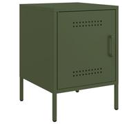 Yisssmeng Table de Chevet Industriel en Acier Vert Olive 36x39x50,5 cm | Meuble d'appoint polyvalent pour chambre ou salon, doté d'un grand rangement interne et d'une surface pour vos objets.