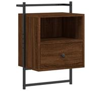 Yisssmeng Table de Chevet Murale 40x30x61 cm Bois Ingénierie Chêne Brun | Meuble suspendu compact avec tiroir et plateau pour optimiser l'espace au sol dans votre chambre à coucher.