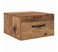 Yisssmeng Table de Chevet Murale avec Tiroir Bois Ancien 35x35x20 cm | Gain de place idéal pour la chambre, cette table suspendue offre un tiroir pratique et un design rustique élégant.