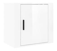 Yisssmeng Table de Chevet Murale Blanc Brillant Meuble Suspendu 50x30x47cm | Design suspendu gain de place pour la chambre, structure en bois d'ingénierie solide avec finition brillant 50x30x47 cm.