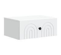 Yisssmeng Table de chevet murale blanche - Table de chevet suspendue en bois - Console murale avec tiroir de style vintage - Console de chevet flottante pour chambre à coucher - 49 x 34,5 x 20 cm
