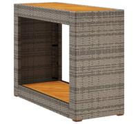 Yisssmeng Table de jardin 100 x 40 x 75 cm, table d'appoint avec plateau en bois d'acacia, table console en rotin synthétique et cadre en acier, table de rangement décorative pour jardin, terrasse et