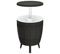 Yisssmeng Table glacière de jardin 3 en 1, table à cocktail avec refroidisseur à glace et table basse, polypropylène effet bois, table de bistrot réglable en hauteur pour terrasse, capacité de 37 L