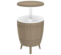 Yisssmeng Table isotherme 3 en 1 avec refroidisseur de glace, table de jardin en polypropylène aspect bois, 37 L, refroidisseur de boissons, table d'appoint pour terrasse et jardin, 48 x 48 x 57,5/82