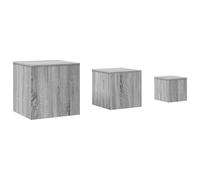 Yisssmeng Tables d'Appoint Lot de 3 Gris Sonoma Bois d'Ingénierie | Trois sellettes gigognes de tailles différentes pour optimiser l'espace dans votre salon ou votre chambre.
